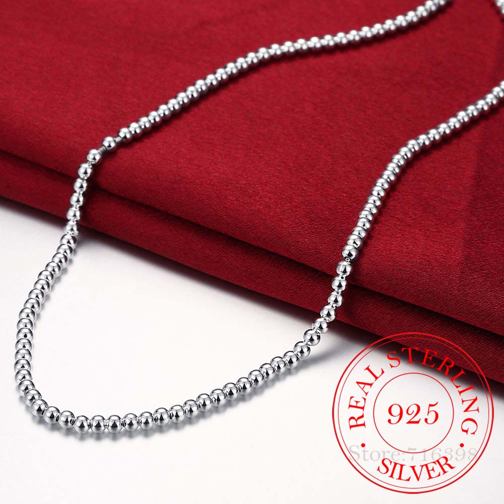 925 Silber 4mm/8mm/10mm Glatte Perlen Kugelkette Halskette Für Frauen Trendiger Schmuck für Hochzeit Verlobung/gadaz
