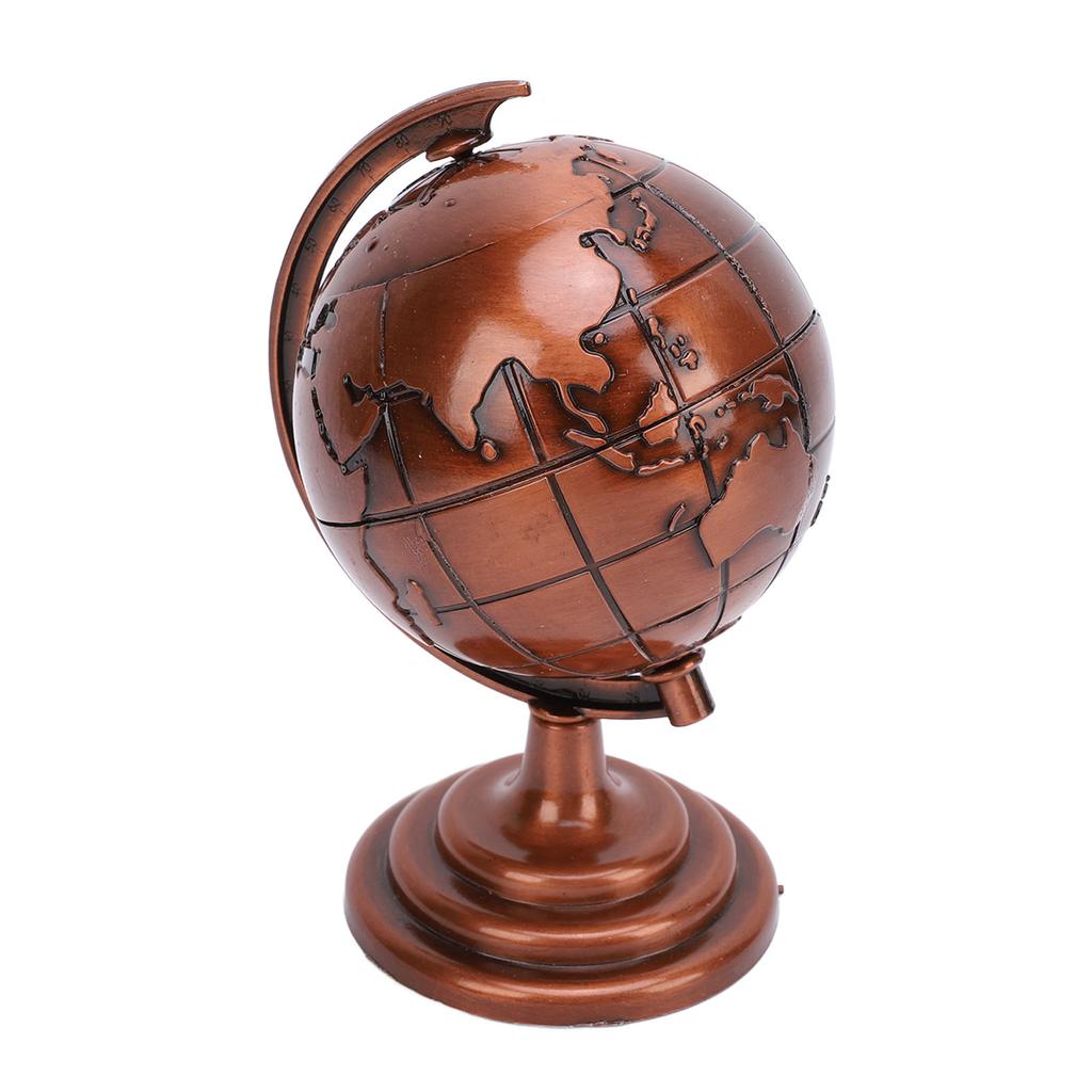 Alloy Globe Model Wine Red Decorative Metal Globe Ornament for Office Study Decor