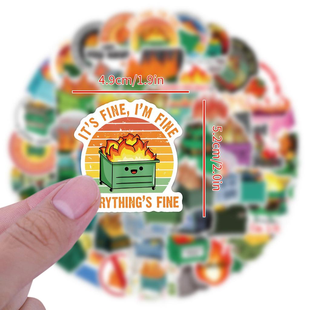 60 New Dumpster Fire Graffiti Stickers Suitcase Notebook Water Cup Waterproof Stickers