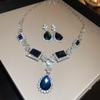"High-End Luxury Drop Necklace and Earrings Set - European and American Niche Versatile Jewelry"