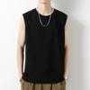 Men White Crew Neck Sleeveless Casual Tank Top