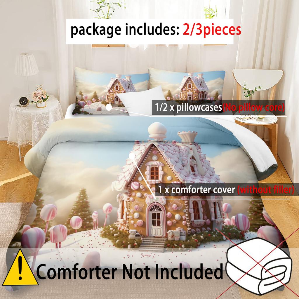 Candy Castle Pattern 3D Printed Bedding Cover Dreamy Princess Style Duvet Cover Set For Teens Adults Quilt Cover Set Pillowcases