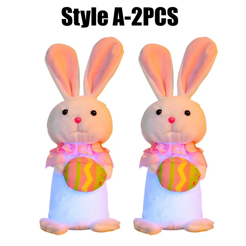 Cute Easter Bunny Light Up Glowing Rabbit Plush Toy for Christmas Holiday Party Gift Ideas Home Tabletop Decor