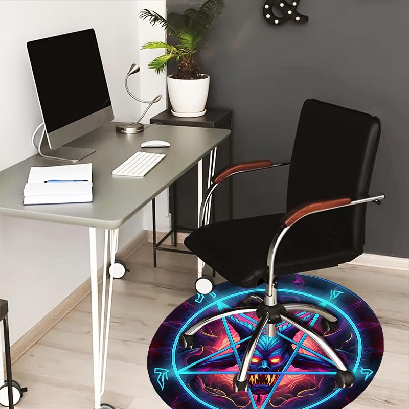 

1pc Office Carpet Chair Mats Devilish Pentagram Symbol Perfect for Decorating Office Chairs, Living Rooms, Or Bedrooms 80cm