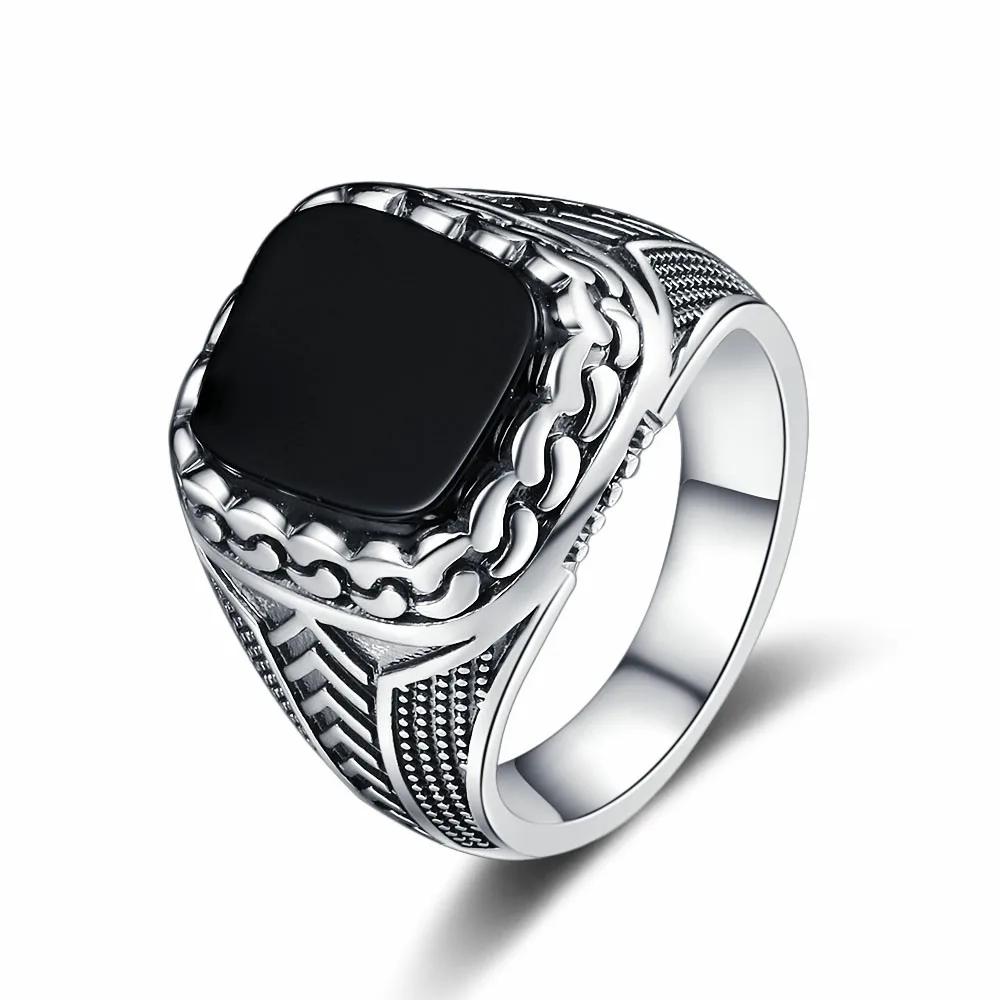 Natural 10*12mm Big Black Agate Stone Vintage Ring For Men Women,Noble Atmospheric Temperament CopperPlated Jewelry Rings Gifts
