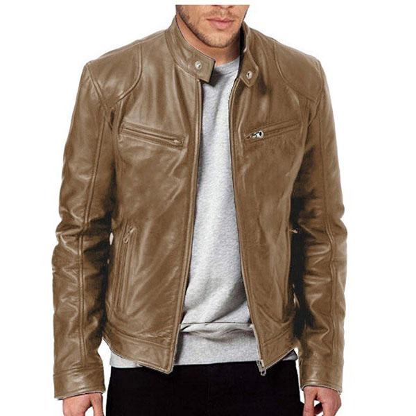 Motorcycle Jackets Man Casual Fashion Motorcycle Coat Slim Fit Lapel PU Jackets Autumn Anti-wind Artificial Leather Coat Male