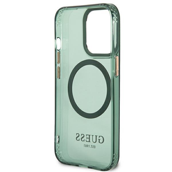 Guess Guhmp13Lhtcma Iphone 13 Pro / 13 6,1 Green/Khaki Hard Case Gold Outline Translucent Magsafe