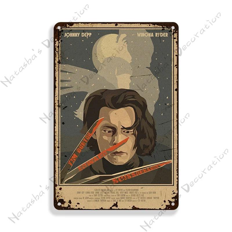 Edward Scissorhands Old Movie Metal Poster Decorative Plate Bar Wall Metal Tin Sign Metal Signs Home Wall PlatePlaque