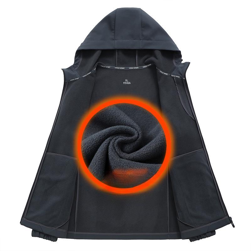 Autumn and Winter New Soft Shell Clothes Men's Light Business Casual Hooded Jacket Solid Color Waterproof Jacket