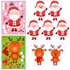 6 Sheets/Set Cartoon Christmas Theme Make a Face Stickers Children's Handmade DIY Sticker Puzzle for Gifts Packaging Decoration