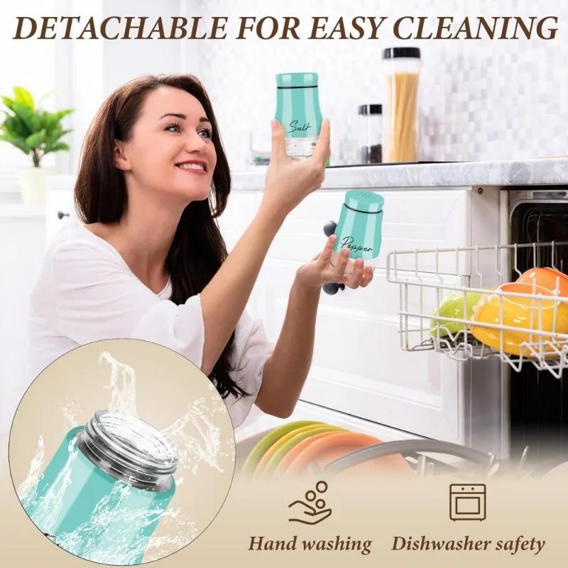 1 Set of 2pcs Salt and Pepper Shaker Set, 120ml Glass Bottle with Stainless Steel Lid for Kitchen Salt and Pepper Organizer