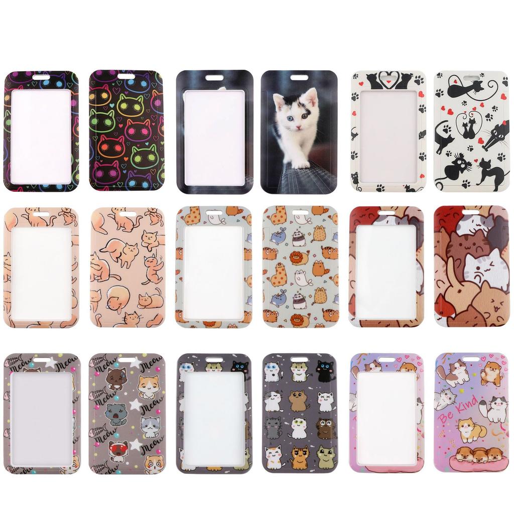 Cartoon Cute Cat Mobile Phone Lanyard Card Holder Bus Card Student Card Work ID Hard Shell Multifunctional Protective Cover