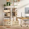 Bookcase Bookshelf with Shelves Drawers and Door 58x24x122 Cm Industrial Style White and Natural Wood
