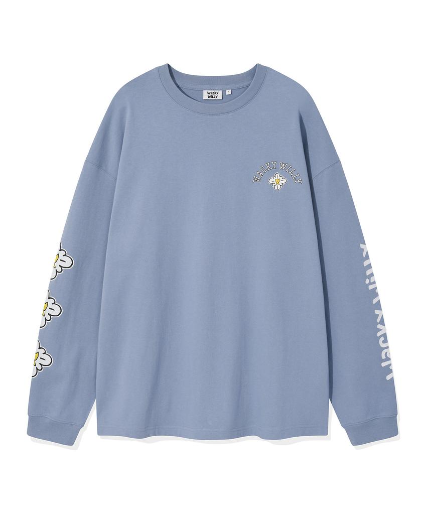 WACKY WILLY Kiki Arm Graphic Long Sleeve Light Blue
