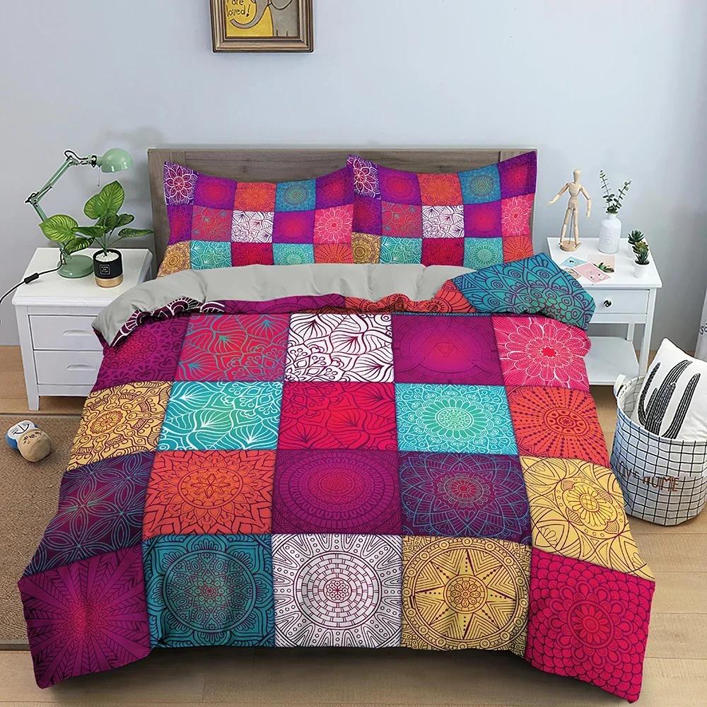 2/3Pcs Ethnic Mandala Bohemian Comfortable Duvet Quilt Cover Pillowcase Bedding Set Children Bedroom Decoration Home Textile