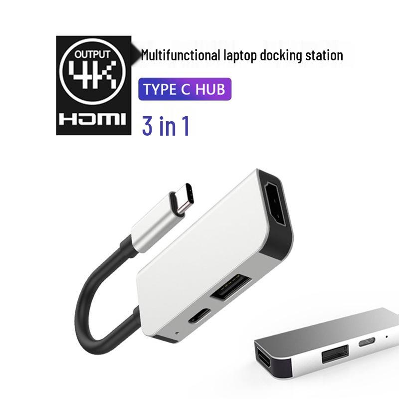 USB-C to HDMI 4K Hub Expansion: 3-in-1 High-Definition Video Converter Dock