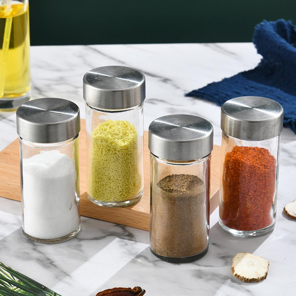 Kitchen Utensils Round Glass Spice Bottle Household Sprinkler Bottle Swivel Opening Closing Spice Set