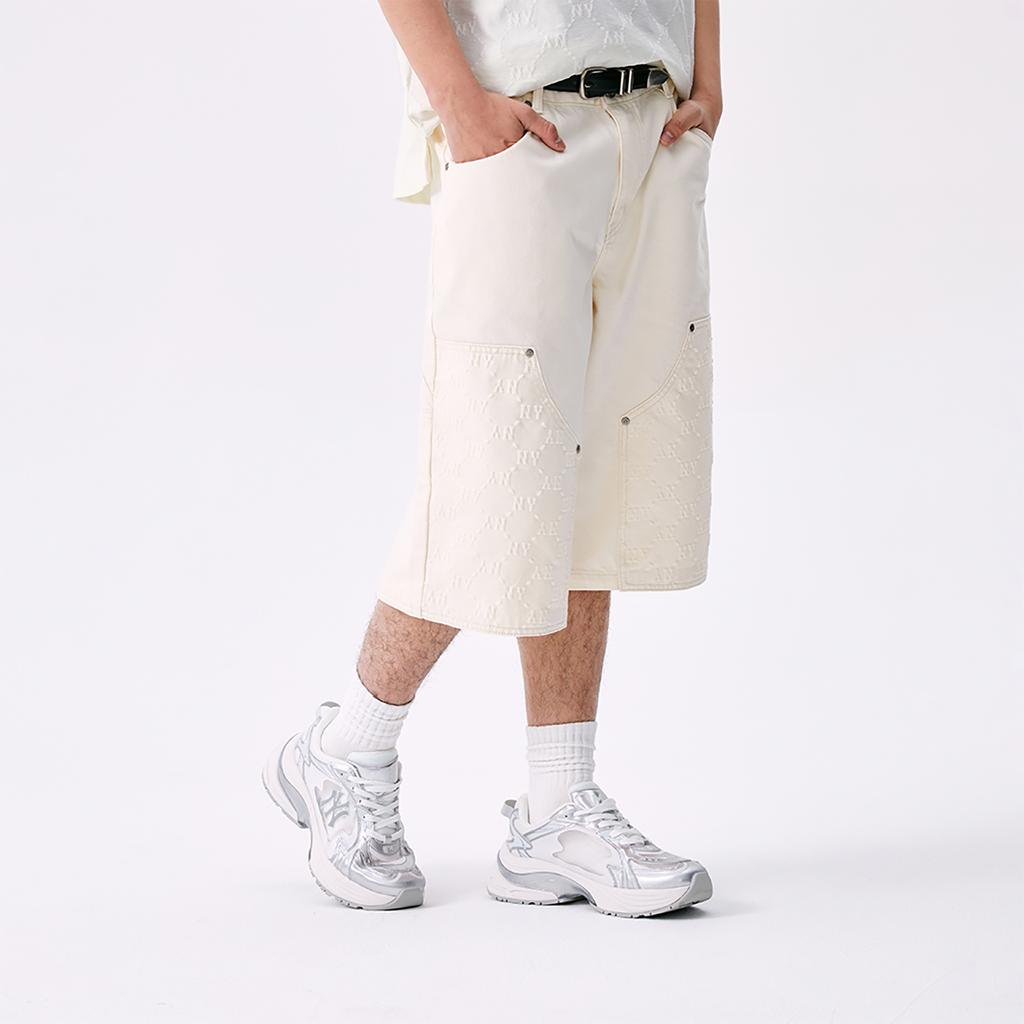 New MLB MONOGRAM Collection New York Yankees SS25 Denim Shorts Men's White 3LDPM0253-50CRD