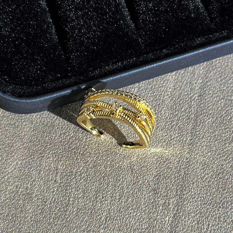 

2026 Red Luan Jinqi Retro Court Style Stacked Wearing Light Luxury Bow Open Ring Female Flower Temperament Niche Index Finger Ring Resizable