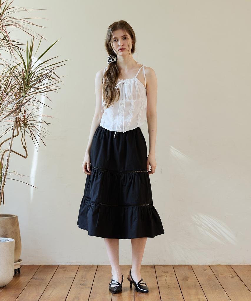 Alikim Muse Tiered Midi Skirt / Black