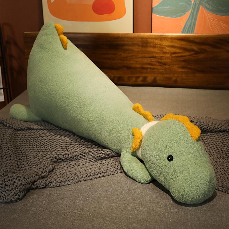 Soft cute duck long throw pillow dinosaur plush toy girl sleeping doll pinch legs large throw pillow backrest