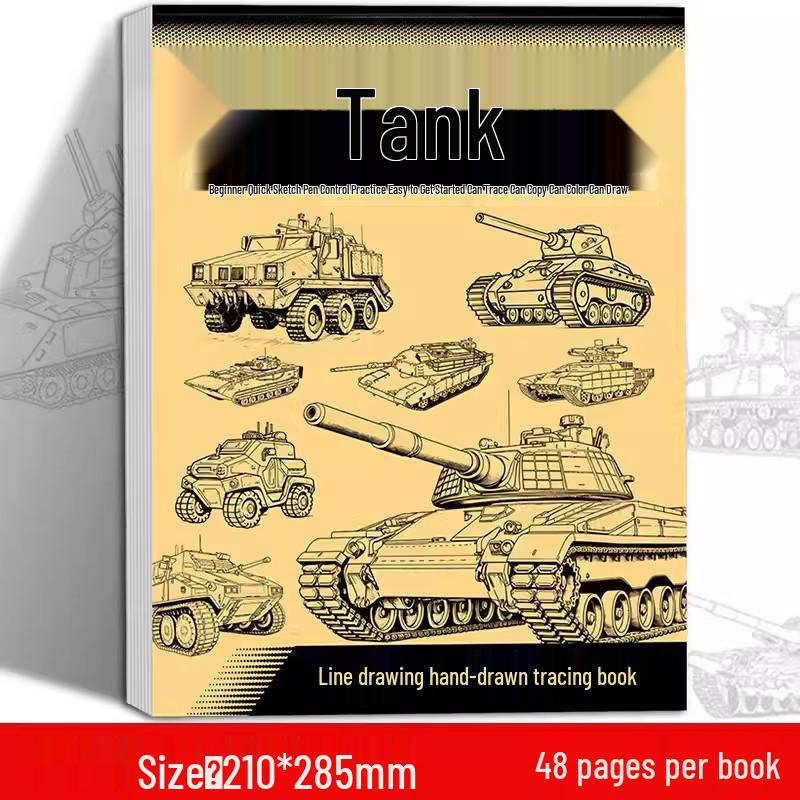 Q Version Tank Mecha Battleship: Line Art Practice Book for Manga Style Drawing and Coloring