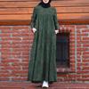 Damen Rückenreißverschluss Bedrucktes Vintage Baumwolle und Leinen Mehrschichtiges Kleid