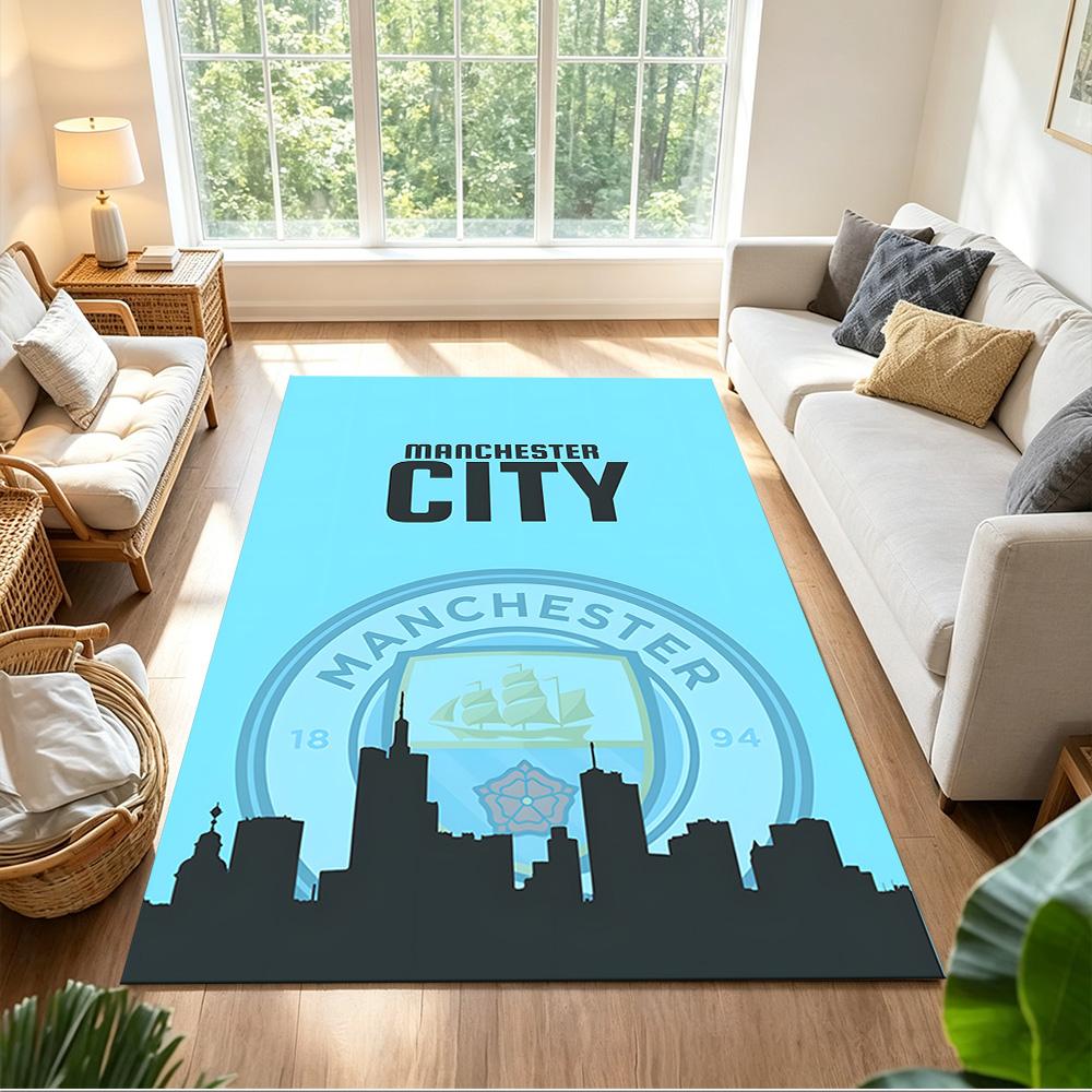 Manchester City Football Club Decorative Area Rug Soft Plush Non-slip Bottom Kitchen & Bathroom Use Fashionable Home Decor Perfect Gift