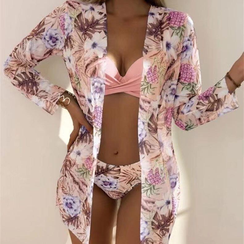 Swimsuit three-piece outerwear women's bikini split women's bikini sexy lace trend