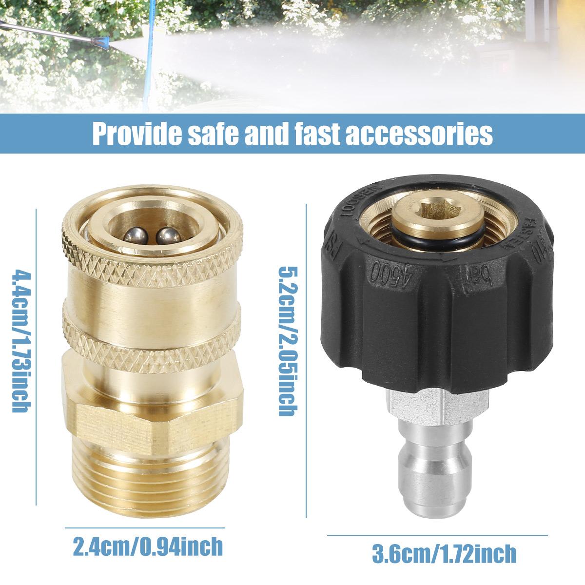 High Pressure Cleaner Quick Connect Connector M22 15mm Female to M22 14mm Male Connect Fitting 5000PSI Brass Adapter