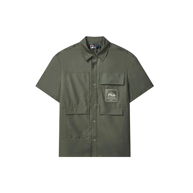 FILA Shirts Men s Jin Stone Green Lapel Moderate F11M238403F-KK XL