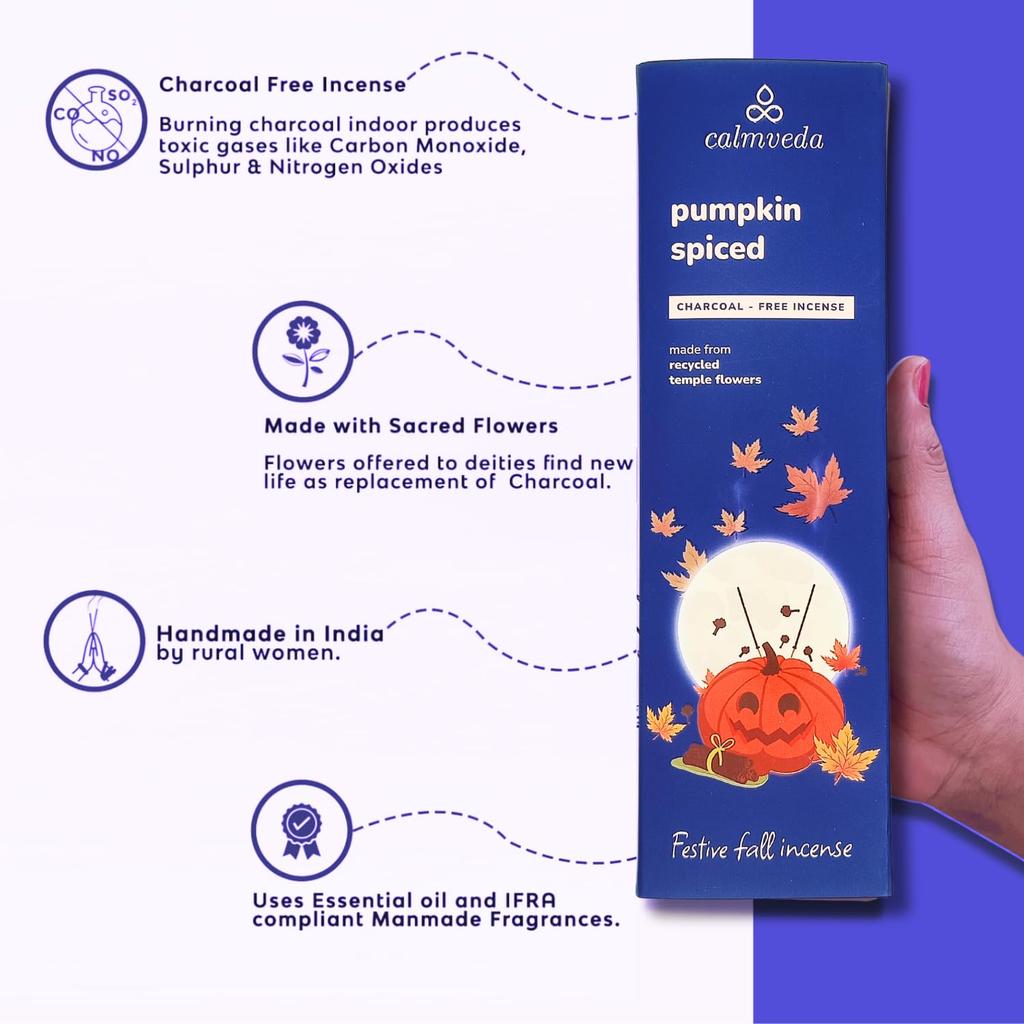 Calmveda Winter Pumpkin Spice Incense Sticks - 80 Insenses Charcoal Free