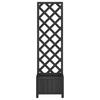 Vidaxl Planter with Trellis, Black, Solid Fir Wood