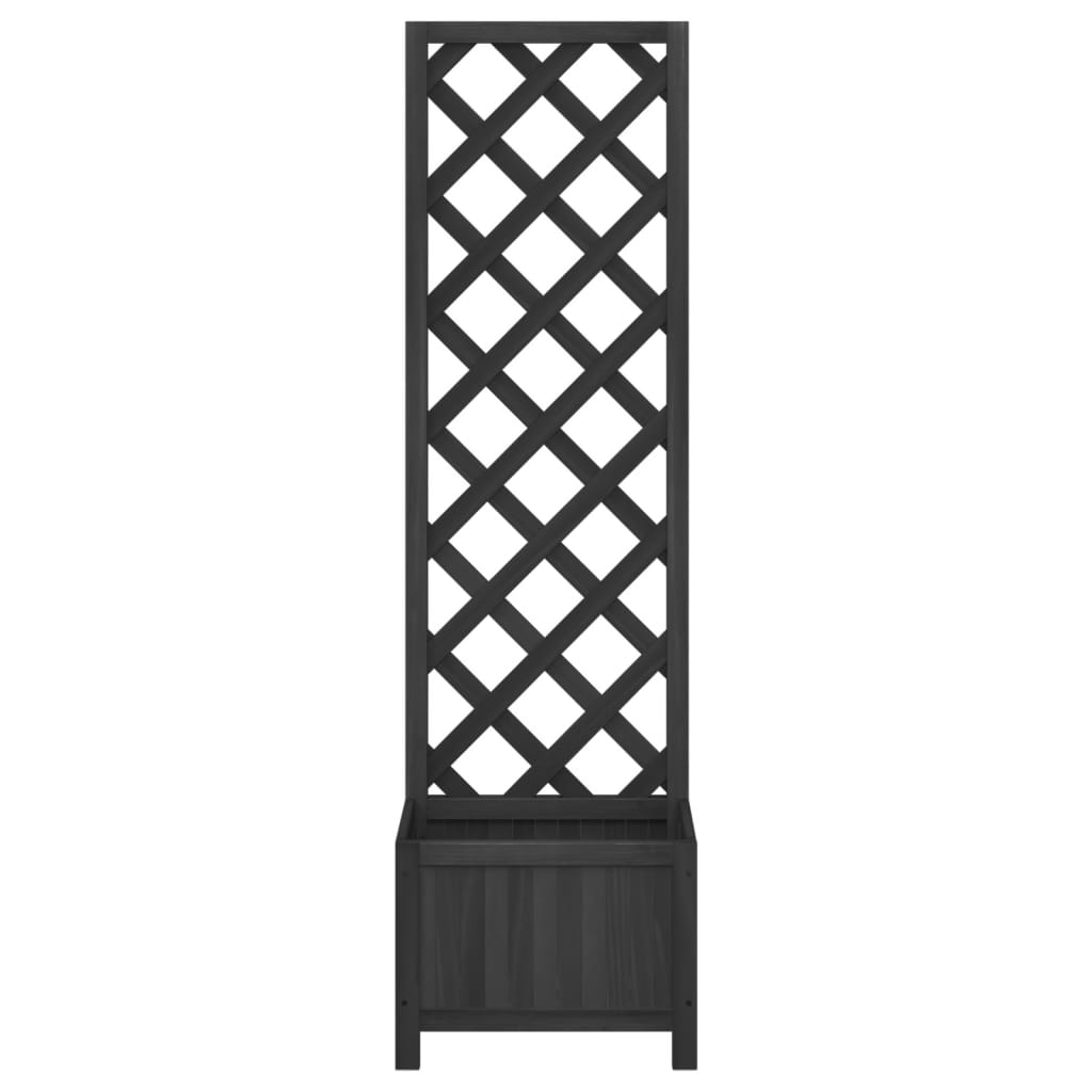 Vidaxl Planter with Trellis, Black, Solid Fir Wood