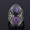 Charms 6x9MM Natural Charoite Beads Rings Women's  CopperJewelry Vintage Ring Anniversary Party Gifts For Women