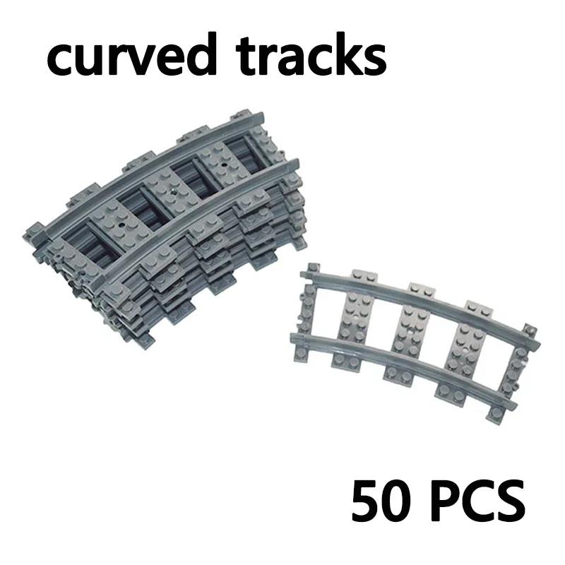 City Trains Diy Building Blocks Straight Curved Rail Bricks Parts Bridge Tunnel Model Soft Flexible Cross Tracks Railway Moc Toy