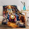 1PC Jesus birth scene Print Believer Pray blanket Warm soft flannel material suitable for all seasons luxurious gift