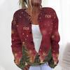 New Christmas 3D Print Faux Fur Knit Cardigan Coat