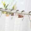 12pcs Durable Stainless Steel Shower Curtain Hooks with Rust Prevention and Five Rolling Beads