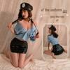 Seductive Police Officer & Air Hostess Role Play Lingerie Set with Leather Skirt