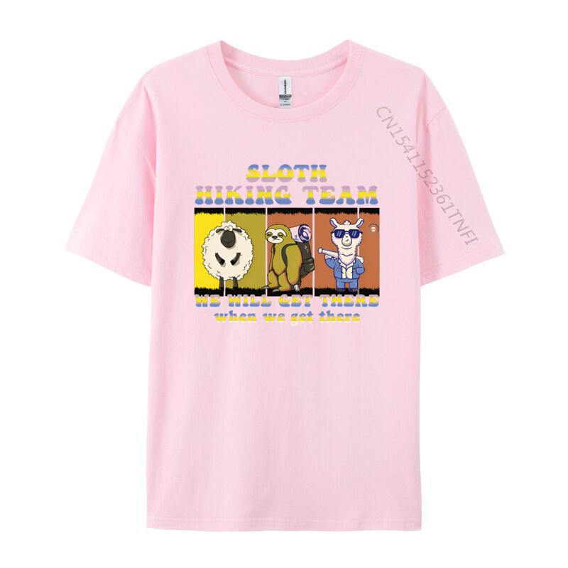Sloth Llama Hiking Team We Will Get There Tshirt Men Stylish T Shirts TShirt Alternative Men Clothes Normal