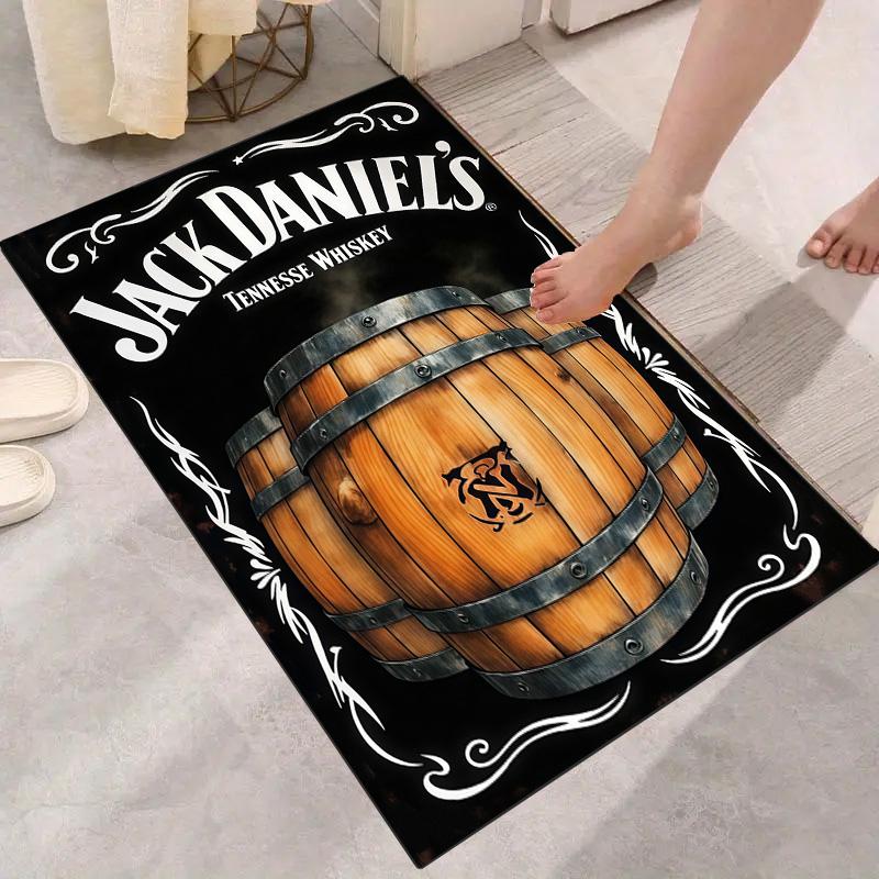 Jack Daniel's Wooden Barrel Print Area Rug Soft Flannel Floor Mat Vintage Bar Decor Carpet For Living Room