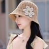 Solid Knit Hollow Out Bucket Hat Women Spring Summer Breathable UV Sun Protection Fisherman Hat