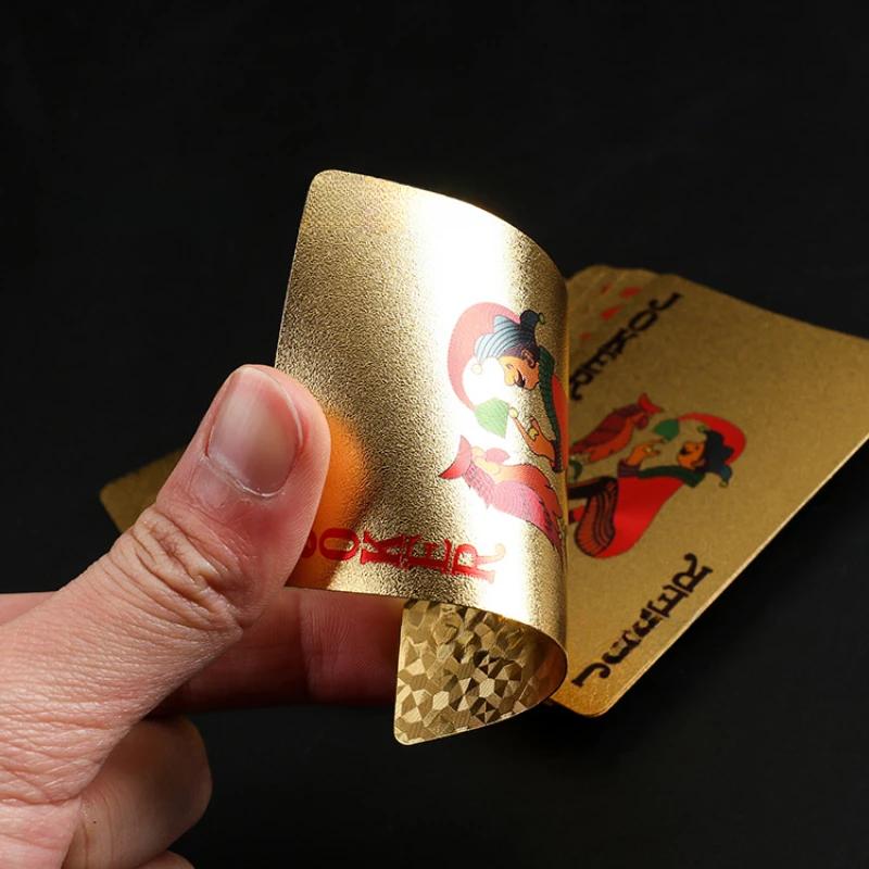 Non-Toxic 24K Gold Waterproof Playing Cards Plastic Poker Game Pet Table Games Halloween Christmas Family Game Nights Board Game Gift
