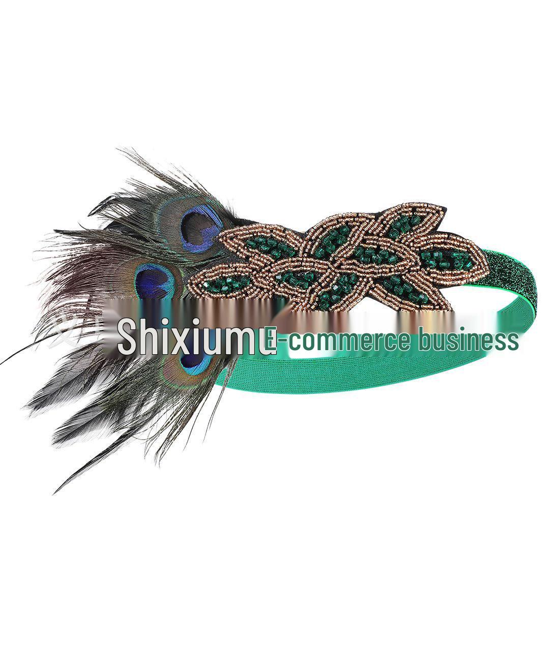 1920s Gatsby Peacock Feather Bridal Headband – Retro American Headdress