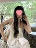 Elegant White Women's Summer 2026 Fashion: Ruffled Camisole & Wide-Leg Pants Skirt Set