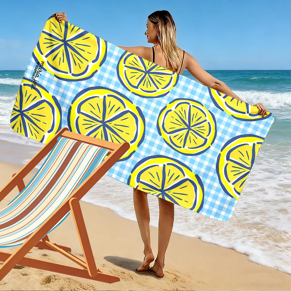 Lemon Pattern Beach Towel Beach towel quick-drying for travel outdoor sports jogging beach and swimming