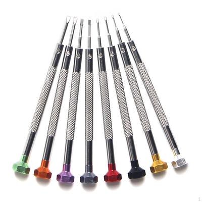 Juego de 8 destornilladores para relojeros, destornilladores pequeños de 0,6-2,0 mm, destornilladores profesionales de cabeza plana para relojes