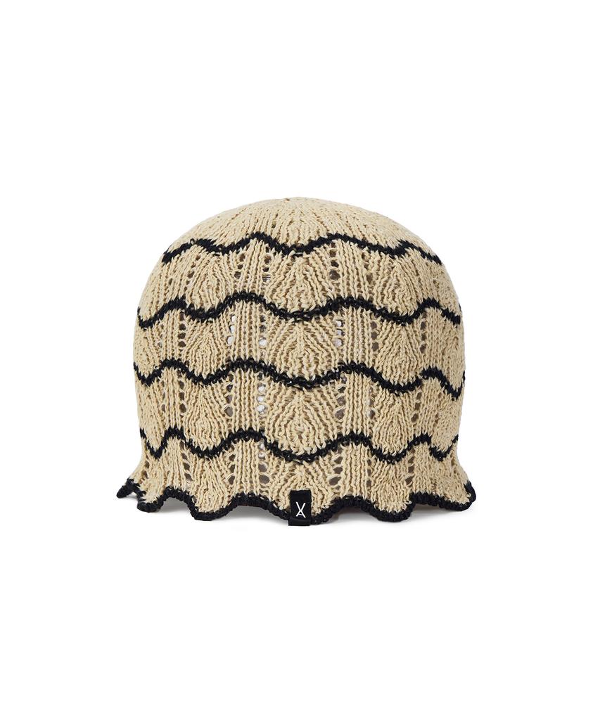 Bajal Va Label Wave Line Beanie Beige