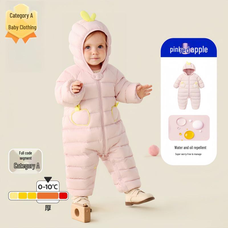 

Winter 2025 Baby Down Jumpsuit: Unisex Three-Proof Warm Outdoor Romper 100CM (Fill Weight: 76.9g)